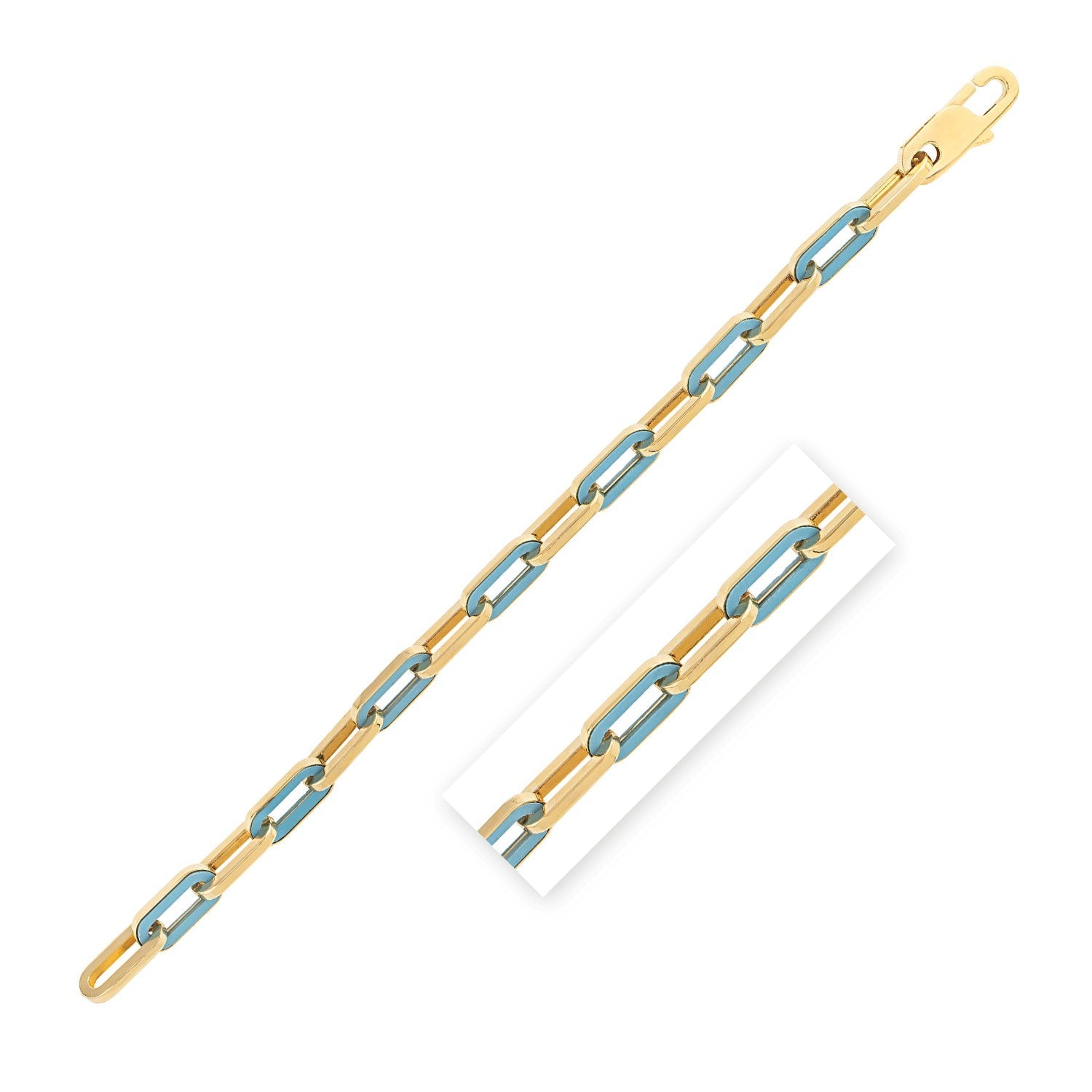 14k Yellow Gold Turquoise Paperclip Gem Link Bracelet (7.00 mm) RCJ Bracelets  CELESTIA LUXE JEWELLERS