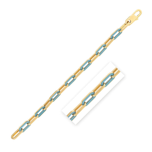 14k Yellow Gold Turquoise Paperclip Gem Link Bracelet (7.00 mm) RCJ Bracelets  CELESTIA LUXE JEWELLERS