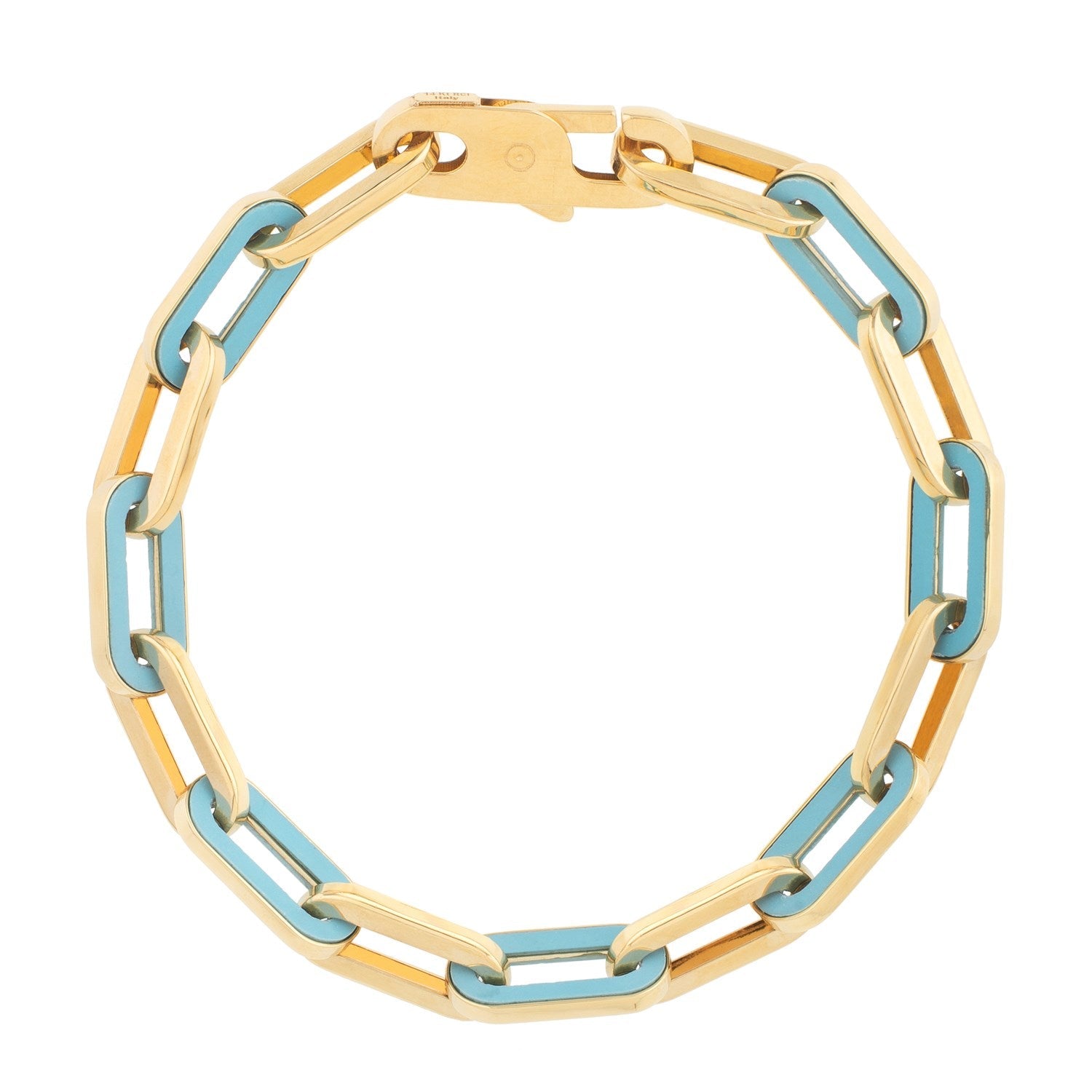 14k Yellow Gold Turquoise Paperclip Gem Link Bracelet (7.00 mm) RCJ Bracelets  CELESTIA LUXE JEWELLERS
