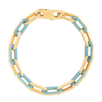 14k Yellow Gold Turquoise Paperclip Gem Link Bracelet (7.00 mm) RCJ Bracelets  CELESTIA LUXE JEWELLERS