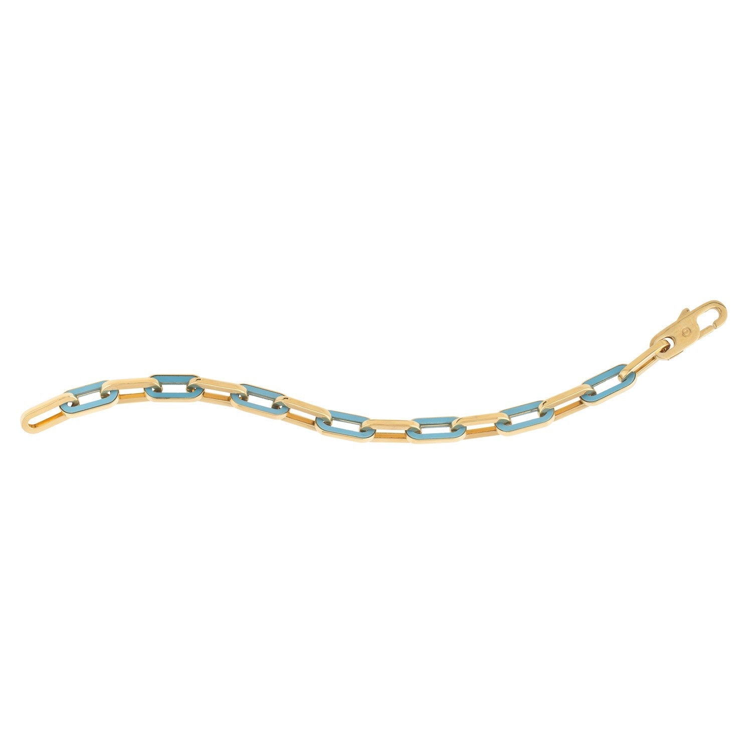 14k Yellow Gold Turquoise Paperclip Gem Link Bracelet (7.00 mm) RCJ Bracelets  CELESTIA LUXE JEWELLERS
