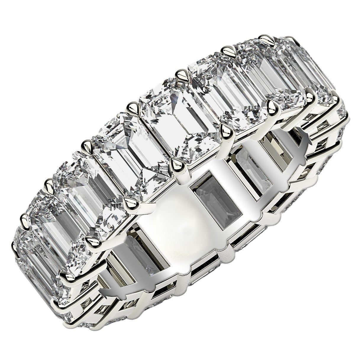 Emerald Cut Lab Grown Diamond Eternity Ring in 14k White Gold (8 cttw FG/VS2) RCJ Rings  CELESTIA LUXE JEWELLERS