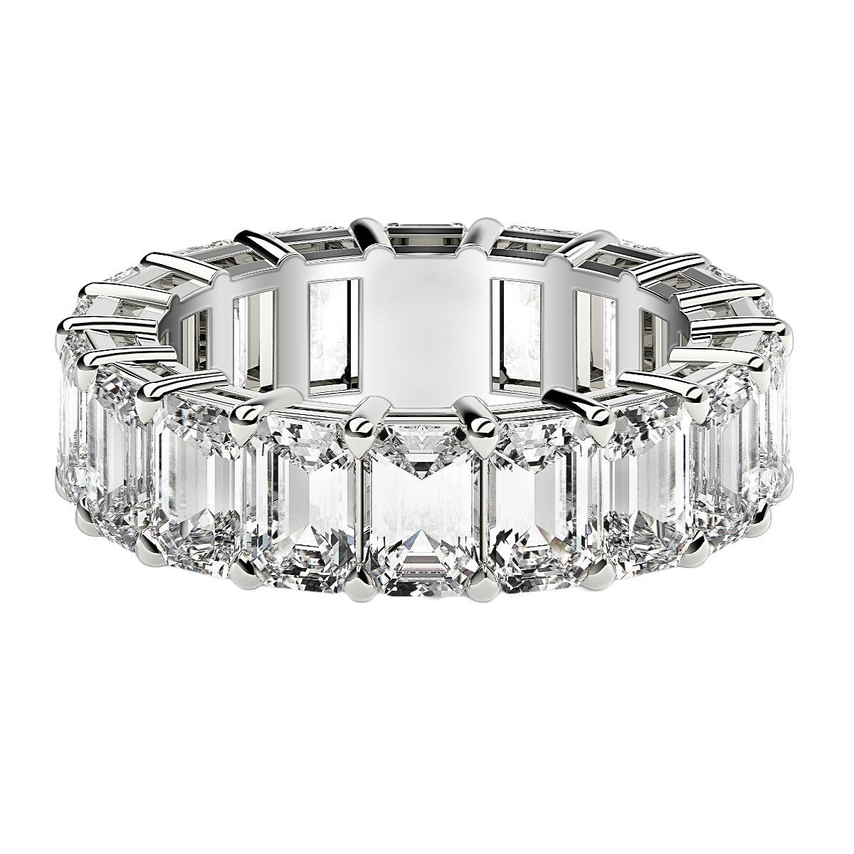 Emerald Cut Lab Grown Diamond Eternity Ring in 14k White Gold (8 cttw FG/VS2) RCJ Rings  CELESTIA LUXE JEWELLERS