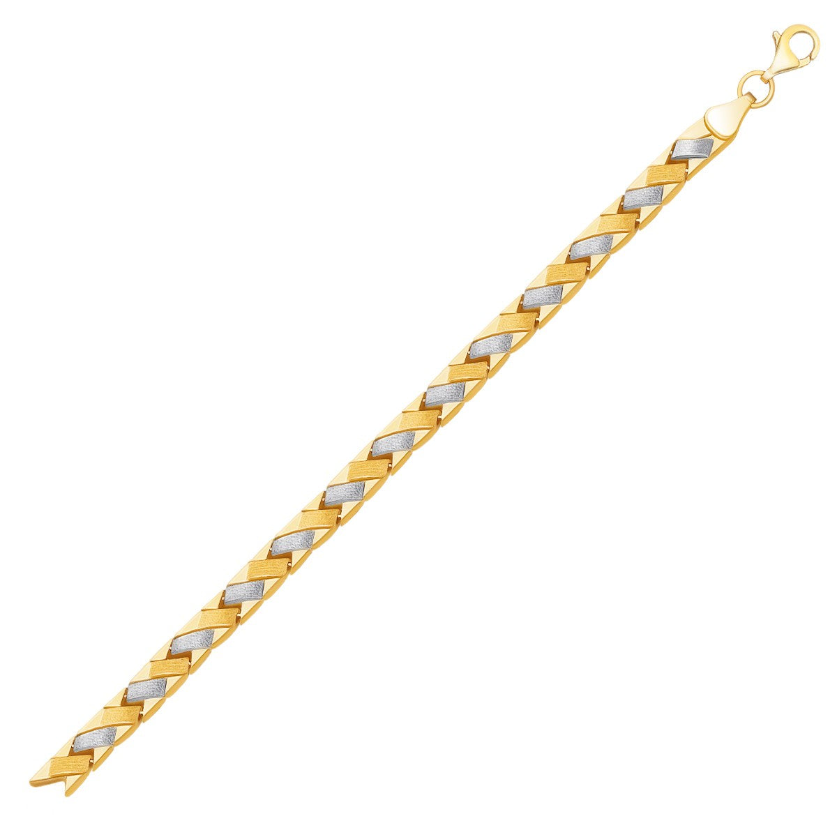 14k Two-Tone Gold Fancy Weave Bracelet with Contrasting Finish (6.35 mm) RCJ Bracelets  CELESTIA LUXE JEWELLERS