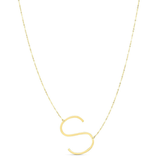 Yours Truly Initial S Necklace — 14K Yellow Gold, 18 in