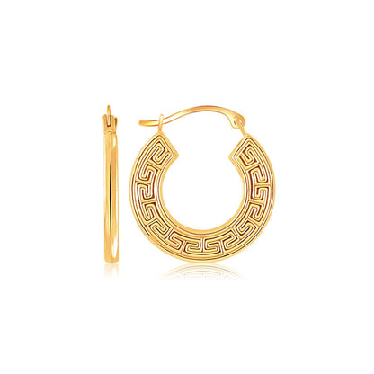 10k Yellow Gold Greek Key Small Hoop Earrings RCJ Earrings  CELESTIA LUXE JEWELLERS