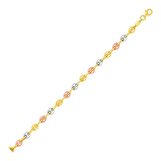 Tricolore Mariner Anklet — 14K Tri-Colour Gold, 10 in