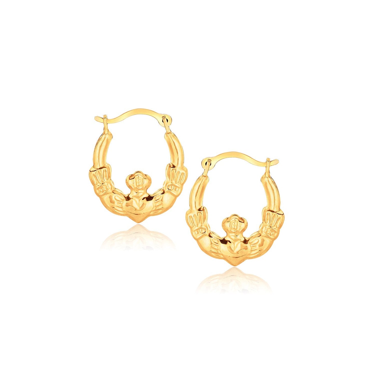 10k Yellow Gold Claddagh Hoop Earrings RCJ Earrings  CELESTIA LUXE JEWELLERS