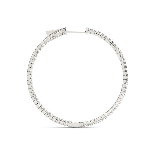 14k White Gold Slim Two Sided Diamond Hoop Earrings (1 1/2 cttw) RCJ Earrings  CELESTIA LUXE JEWELLERS