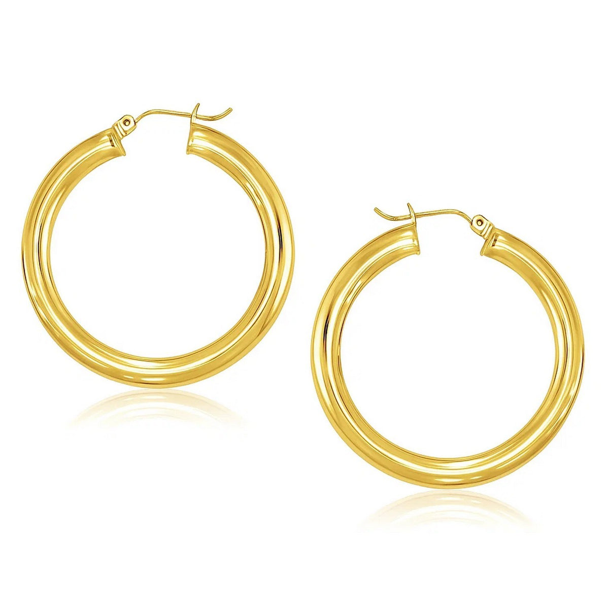 14k Yellow Gold Polished Hoop Earrings