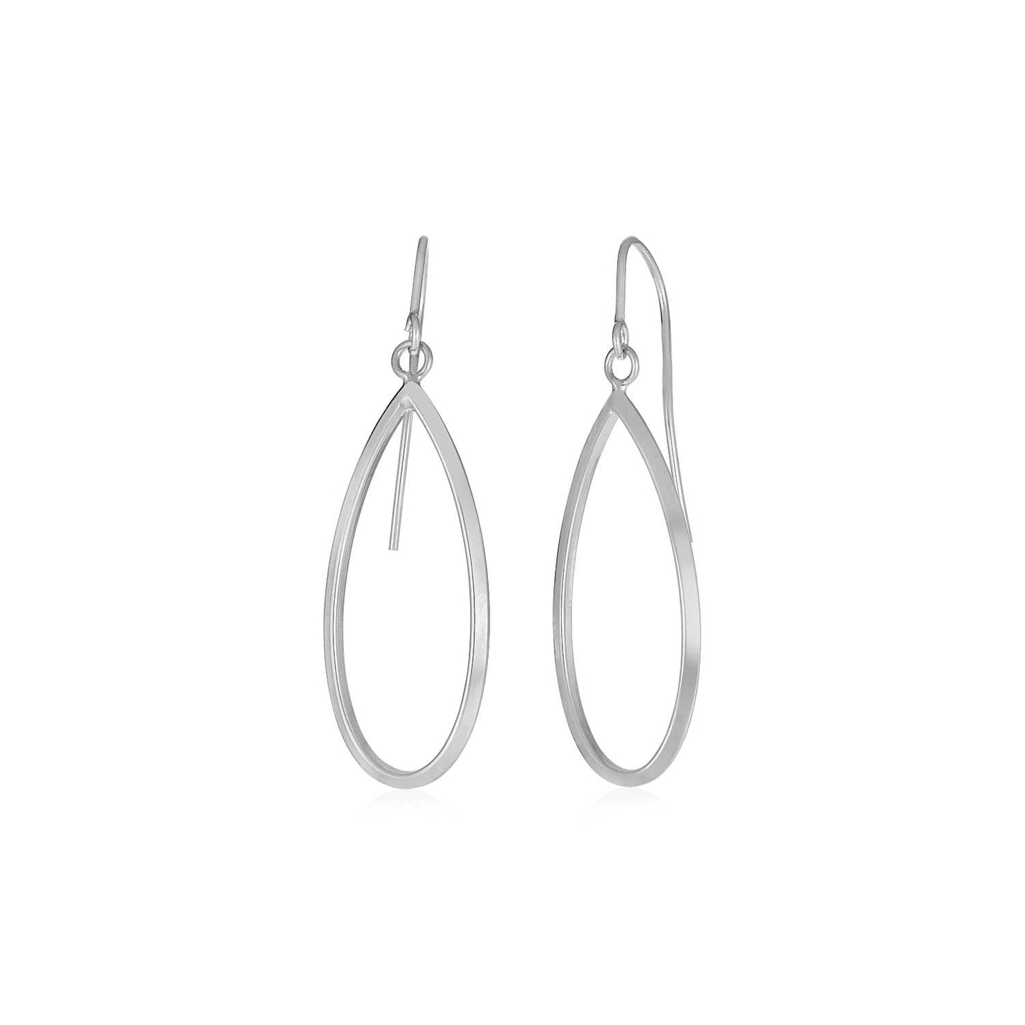 14k White Gold Earrings with Polished Open Teardrop Dangles RCJ Earrings  CELESTIA LUXE JEWELLERS