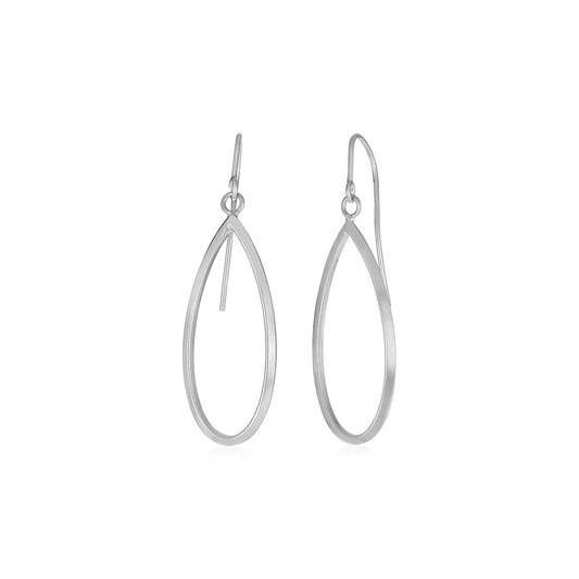 14k White Gold Earrings with Polished Open Teardrop Dangles RCJ Earrings  CELESTIA LUXE JEWELLERS