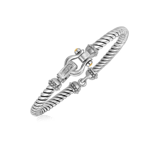 Italian Cable Bracelet in 18k Yellow Gold and Sterling Silver (5.00 mm) RCJ Bangles  CELESTIA LUXE JEWELLERS