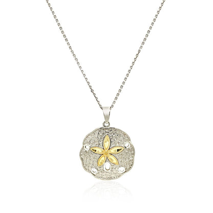 Designer Sterling Silver and 14k Yellow Gold Sand Dollar Pendant RCJ Pendants  CELESTIA LUXE JEWELLERS