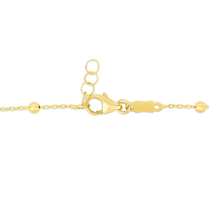 14k Yellow Gold Childrens Bracelet with Beads and Enameled Heart RCJ Bracelets  CELESTIA LUXE JEWELLERS