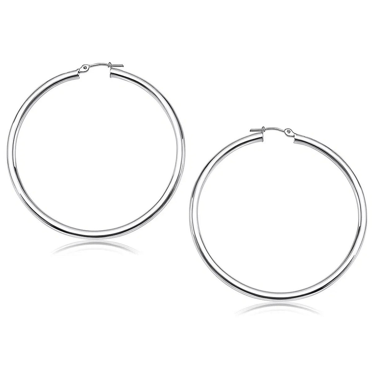 14k White Gold Polished Hoop Earrings