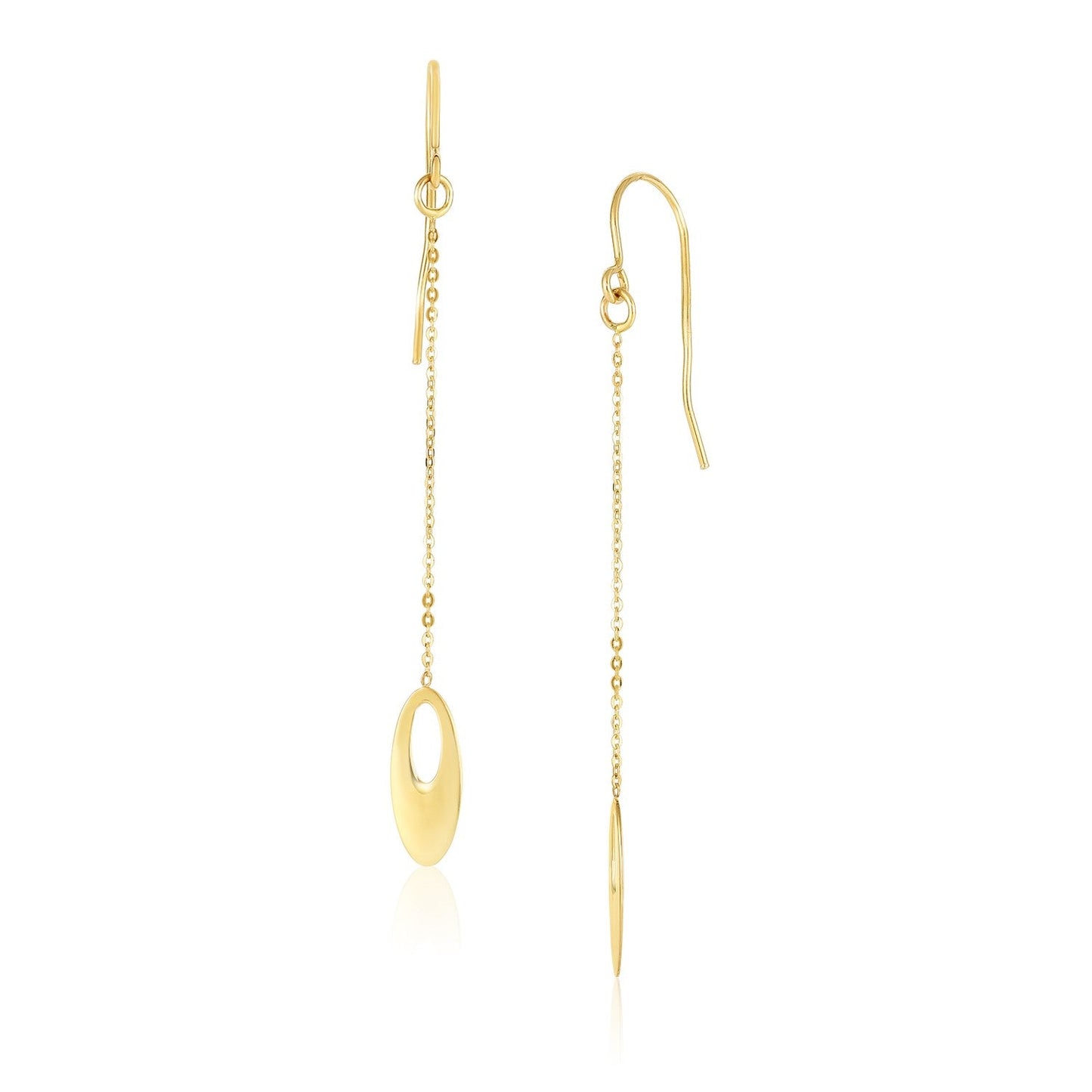 14k Yellow Gold Cutout Oval Chain Dangling Earrings RCJ Earrings  CELESTIA LUXE JEWELLERS