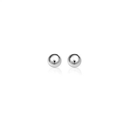 14k White Gold Classic Round Stud Earrings