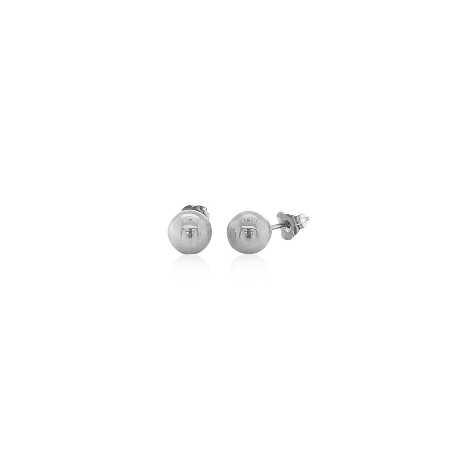 14k White Gold Classic Round Stud Earrings (6mm) RCJ Earrings  CELESTIA LUXE JEWELLERS
