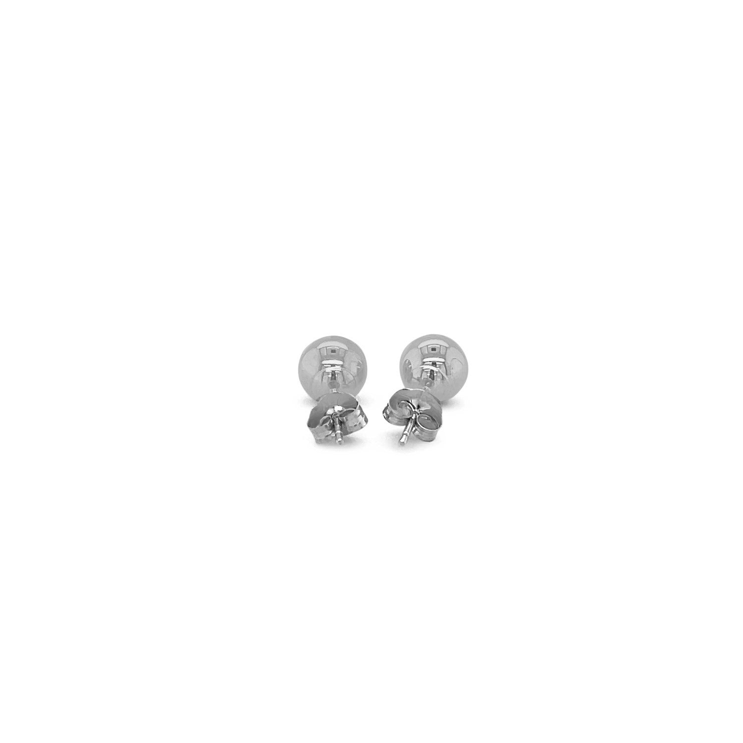 14k White Gold Classic Round Stud Earrings (6mm) RCJ Earrings  CELESTIA LUXE JEWELLERS