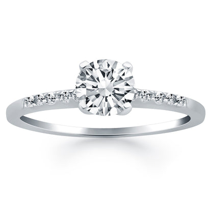 14k White Gold Engagement Ring with Diamond Band Design RCJ Rings  CELESTIA LUXE JEWELLERS