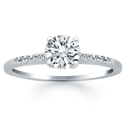 14k White Gold Engagement Ring with Diamond Band Design RCJ Rings  CELESTIA LUXE JEWELLERS