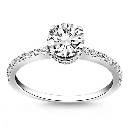 14k White Gold Diamond Collar Engagement Ring RCJ Rings  CELESTIA LUXE JEWELLERS