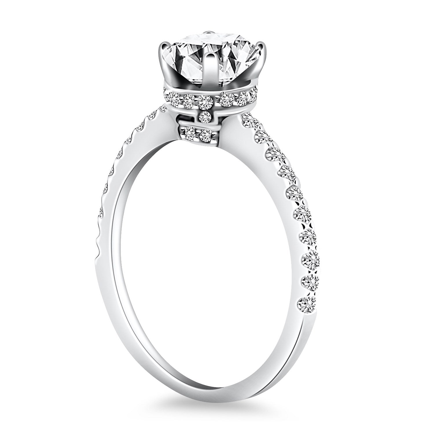 14k White Gold Diamond Collar Engagement Ring RCJ Rings  CELESTIA LUXE JEWELLERS