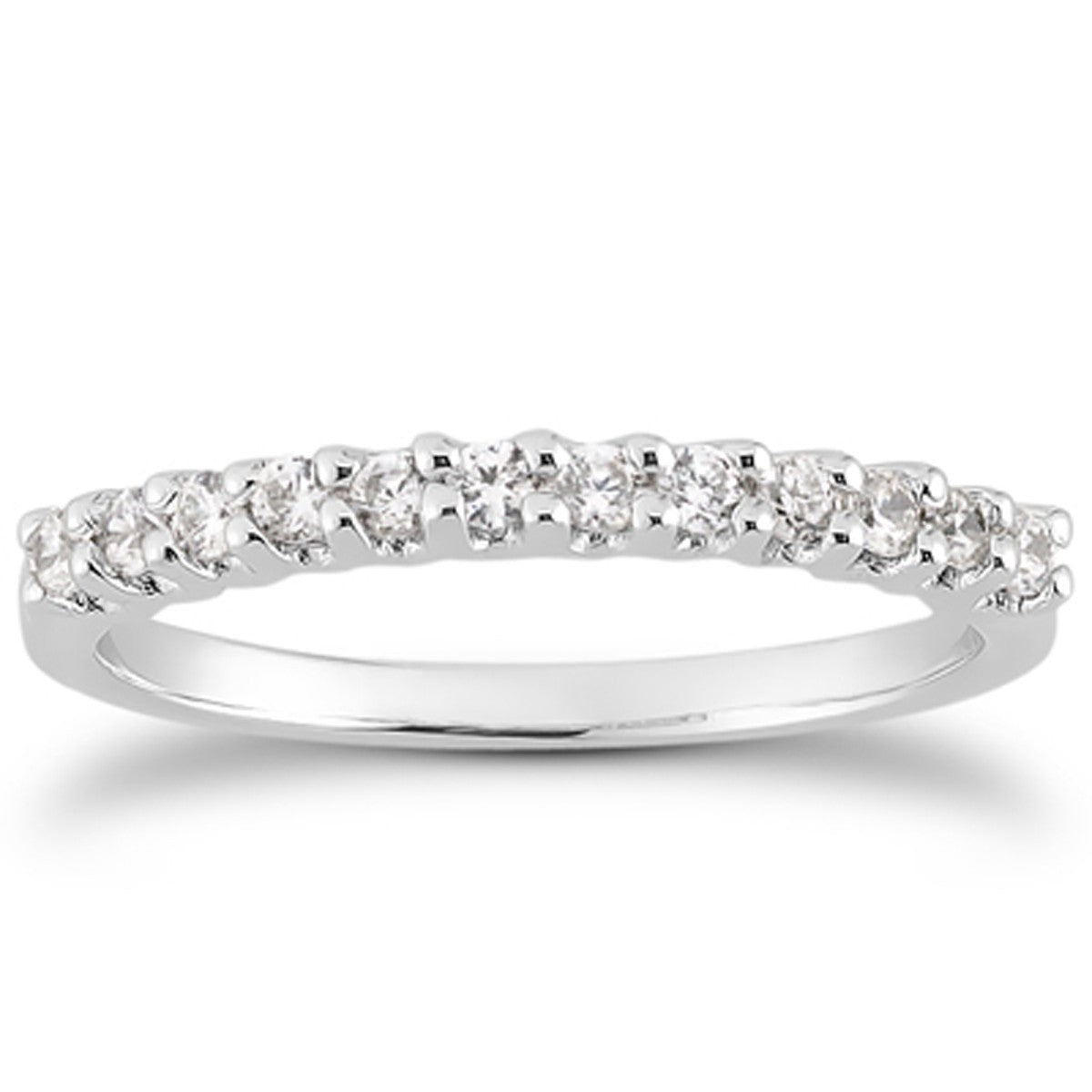 14k White Gold Fancy U Setting Shared Prong Diamond Wedding Ring Band RCJ Rings  CELESTIA LUXE JEWELLERS