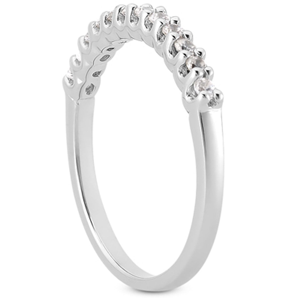14k White Gold Fancy U Setting Shared Prong Diamond Wedding Ring Band RCJ Rings  CELESTIA LUXE JEWELLERS