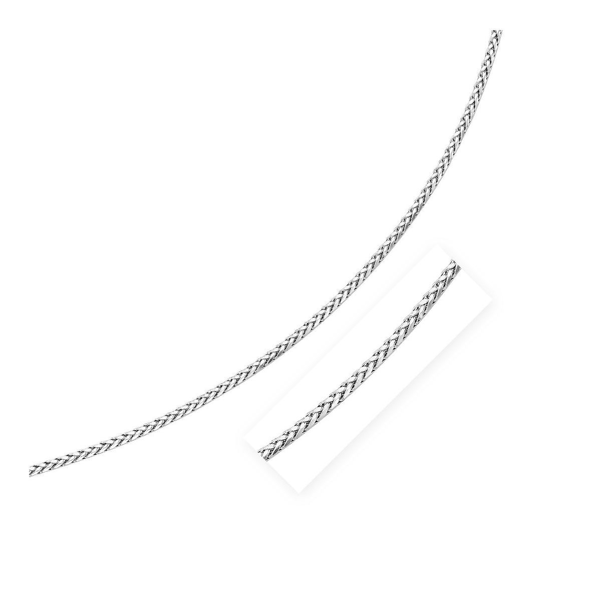 Sterling Silver Rhodium Plated Wheat Chain