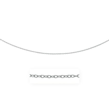 14k White Gold Pendant Chain with Textured Links