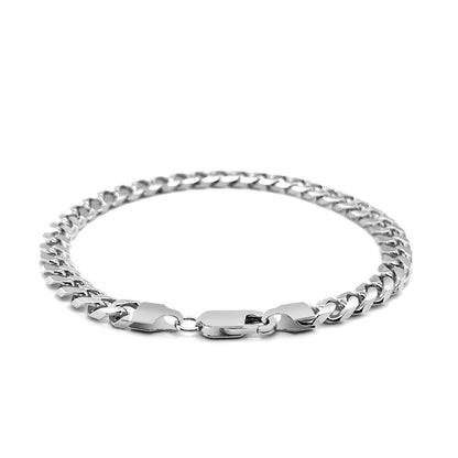 14k White Gold Solid Miami Cuban Bracelet (6.00 mm) RCJ Bracelets  CELESTIA LUXE JEWELLERS