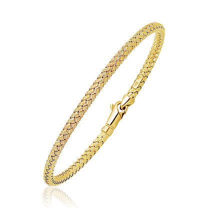 Fancy Weave Bangle in 14k Yellow Gold