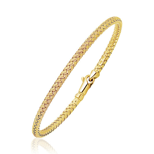 14K Yellow Gold Fancy Weave Bangle