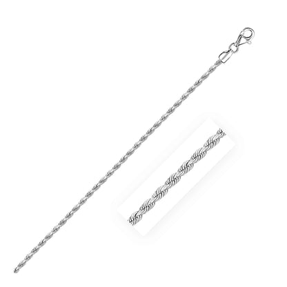 14k White Gold Solid Diamond Cut Rope Chain