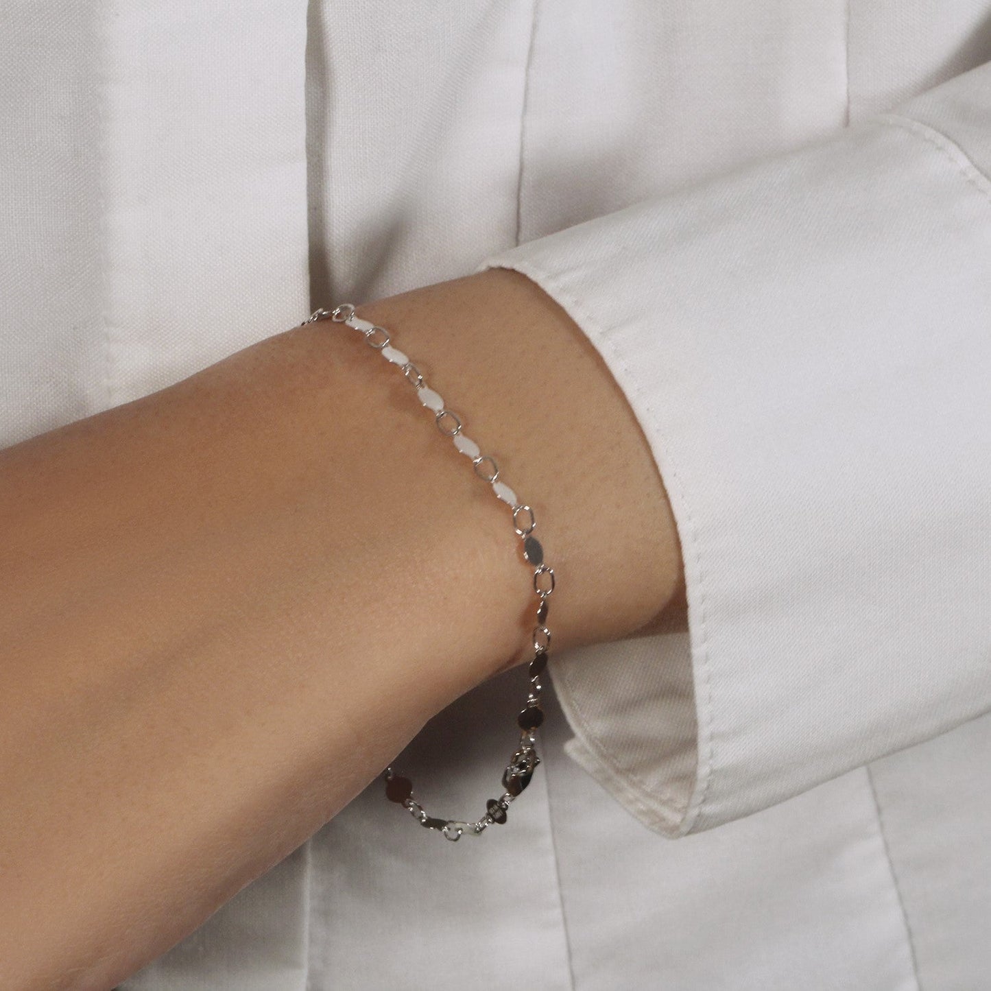 14k White Gold Bracelet with Polished Circles (4.00 mm) RCJ Bracelets  CELESTIA LUXE JEWELLERS