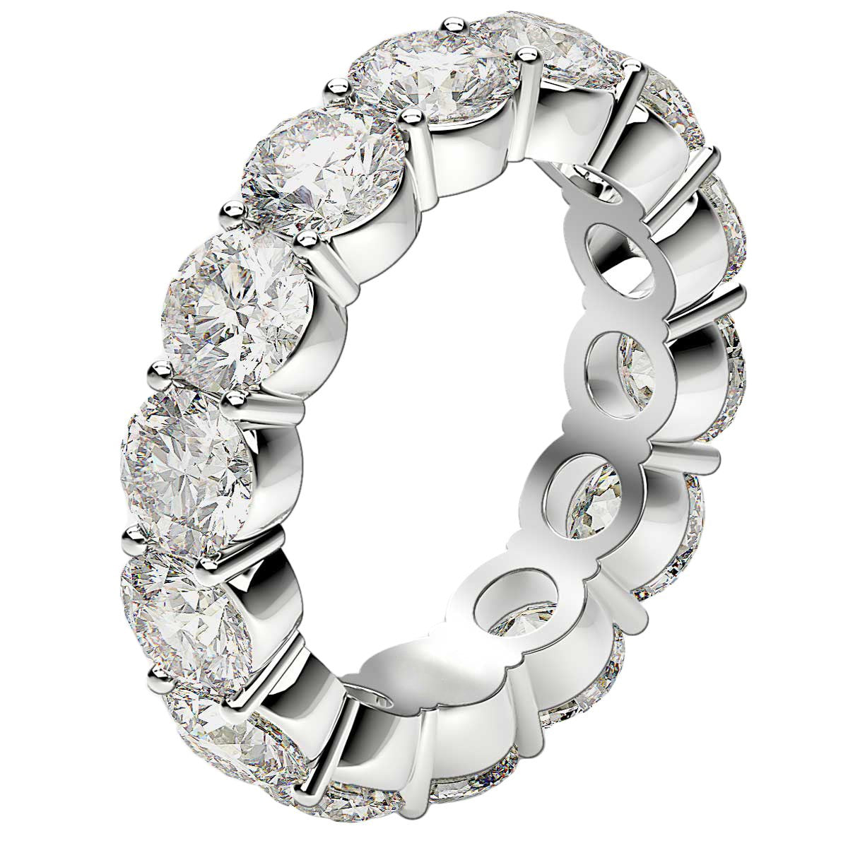 Round Cut Lab Grown Diamond Eternity Ring in 14k White Gold (6 cttw FG/VS2) RCJ Rings  CELESTIA LUXE JEWELLERS