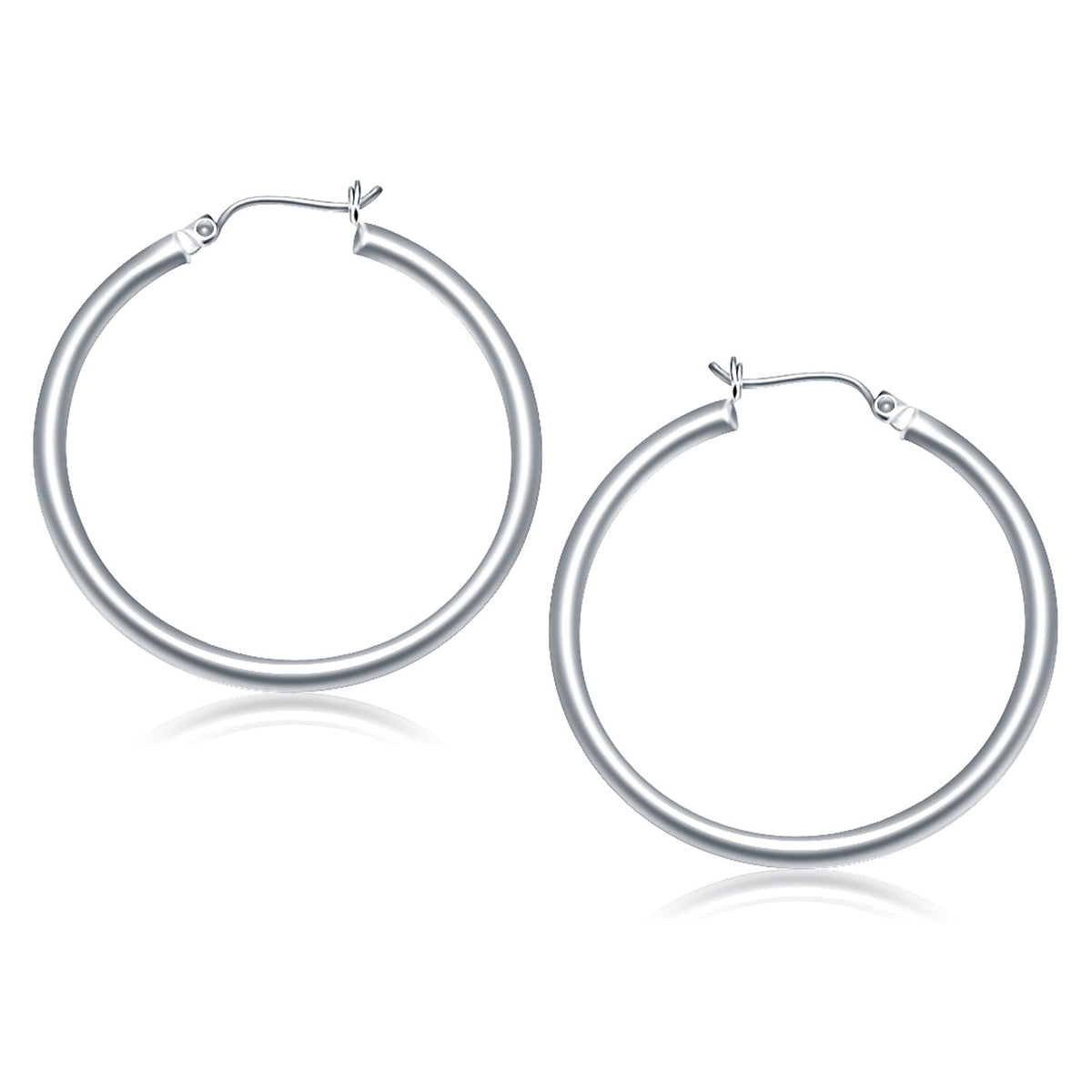 14k White Gold Polished Hoop Earrings