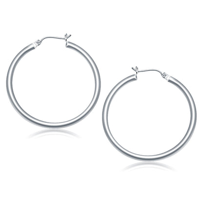 14k White Gold Polished Hoop Earrings