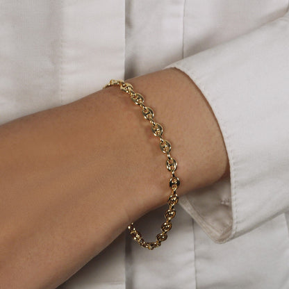 14k Yellow Gold Puffed Mariner Link Bracelet (4.70 mm) RCJ Bracelets  CELESTIA LUXE JEWELLERS