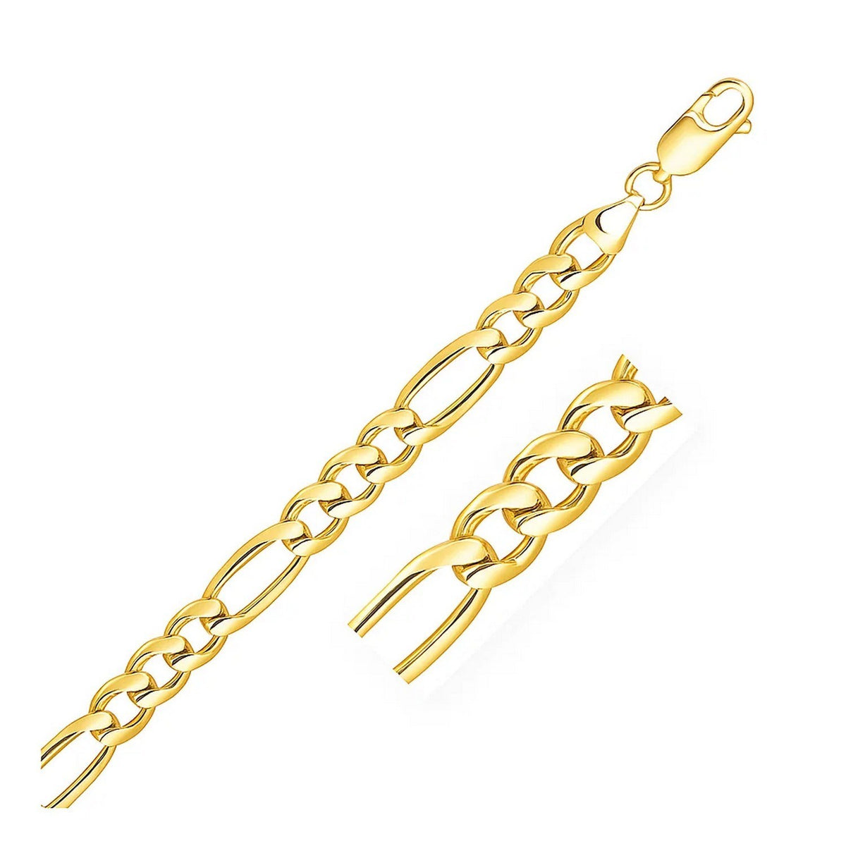 14k Yellow Gold Solid Figaro Bracelet