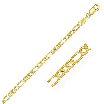 14k Yellow Gold Solid Figaro Chain