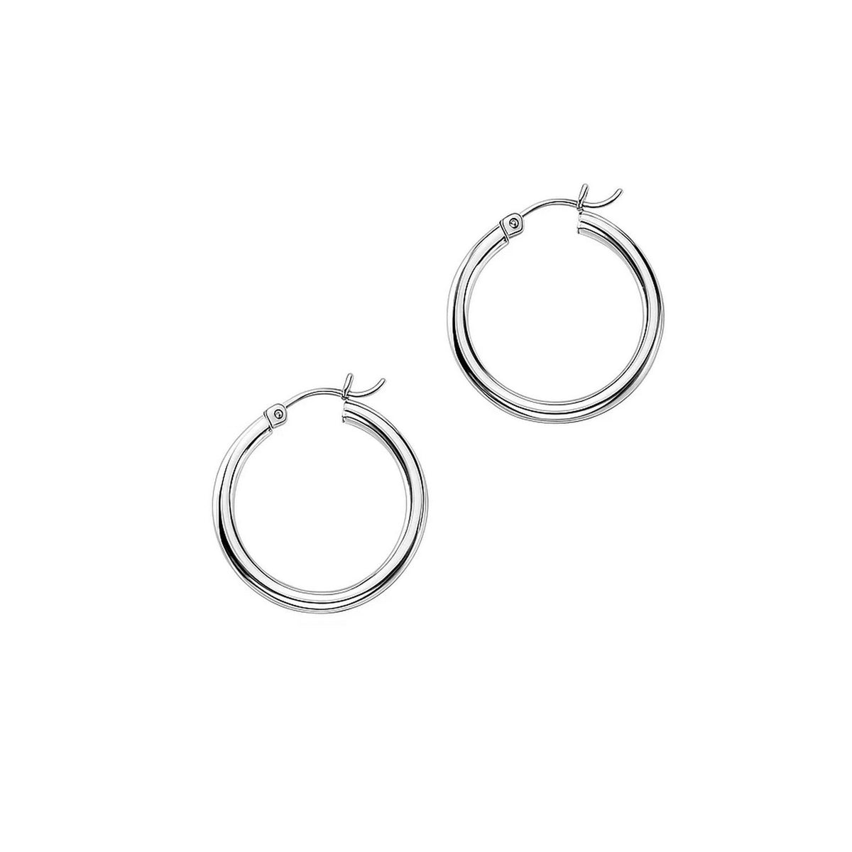 14k White Gold Polished Hoop Earrings
