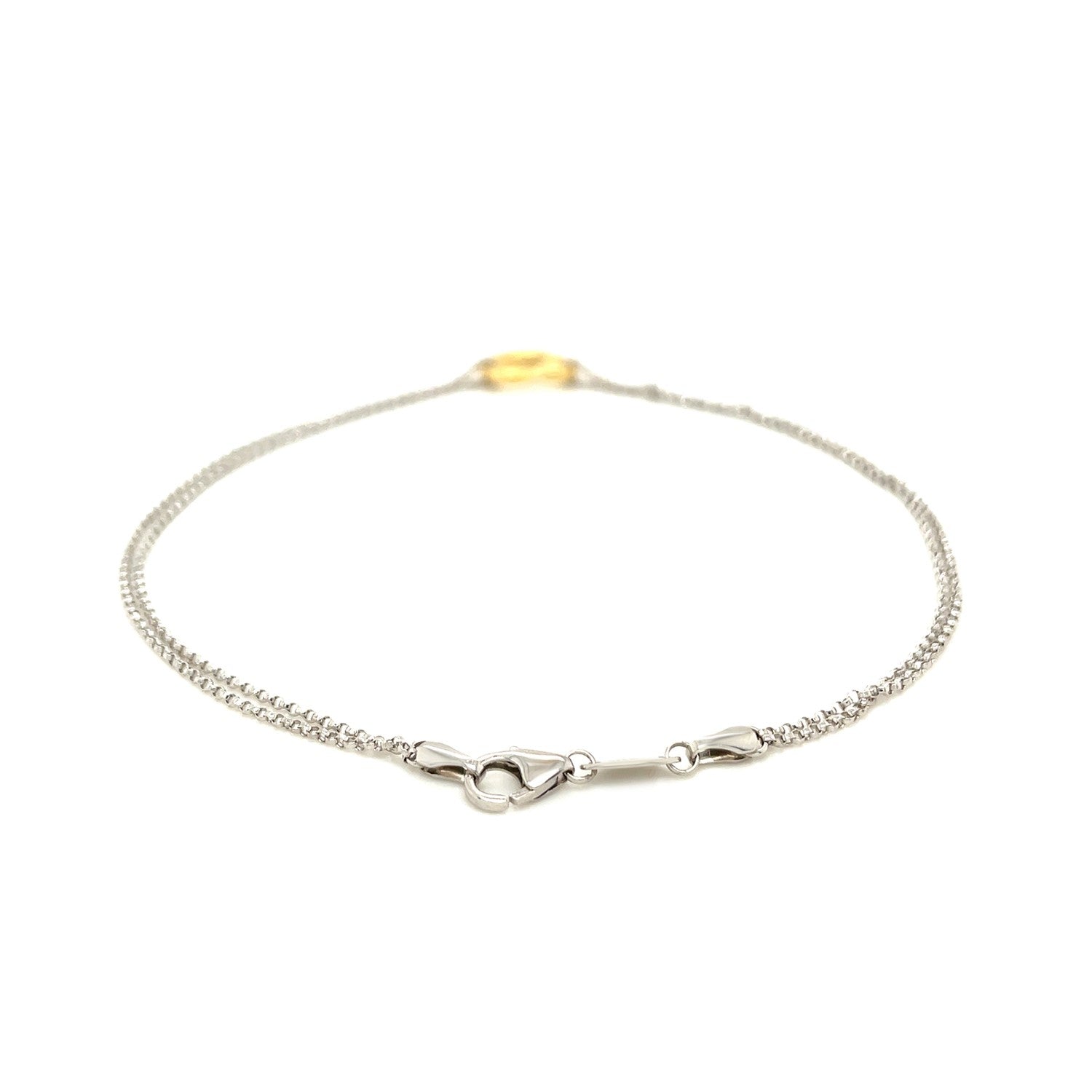 14k Yellow Gold and Sterling Silver Anklet with a Single Open Heart Station RCJ Anklets  CELESTIA LUXE JEWELLERS