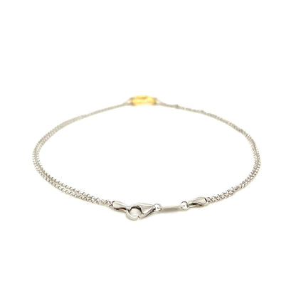 14k Yellow Gold and Sterling Silver Anklet with a Single Open Heart Station RCJ Anklets  CELESTIA LUXE JEWELLERS