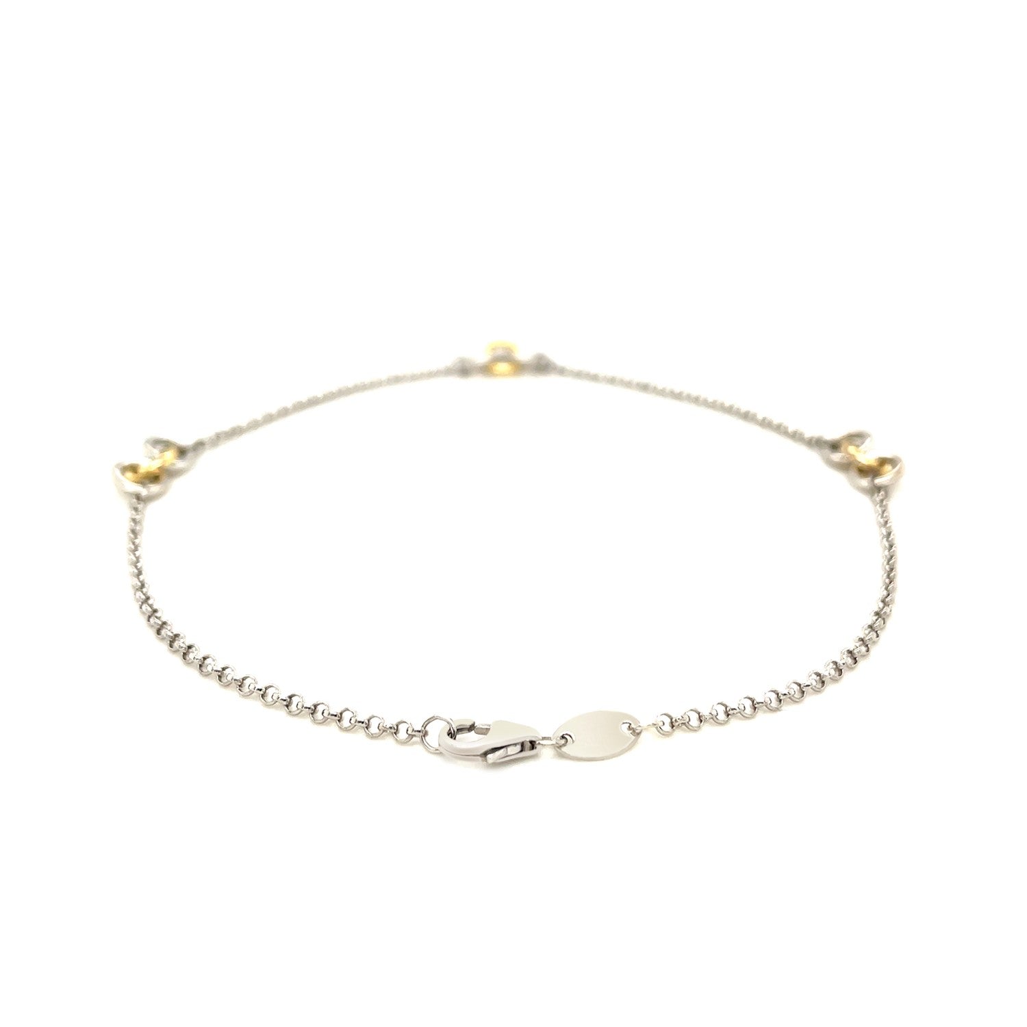 14k Yellow Gold and Sterling Silver Triple Ring Stationed Anklet RCJ Anklets  CELESTIA LUXE JEWELLERS