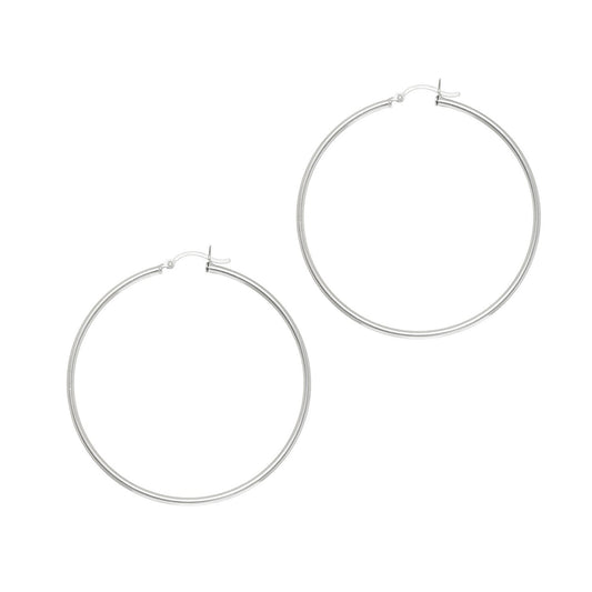 Sphère Grande Hoops — Rhodium-Plated Sterling Silver, 50–60 mm