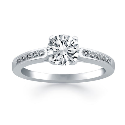 14k White Gold Diamond Channel Cathedral Engagement Ring RCJ Rings  CELESTIA LUXE JEWELLERS