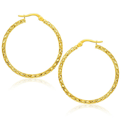Large Textured Hoop Earrings in 10k Yellow Gold RCJ Earrings  CELESTIA LUXE JEWELLERS